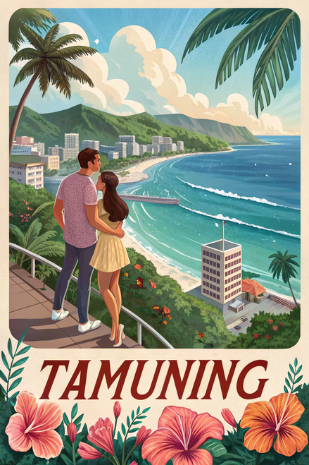 Exotic Tamuning Guam Travel Poster - Tropical Paradise Art Print Poster Canvas M
