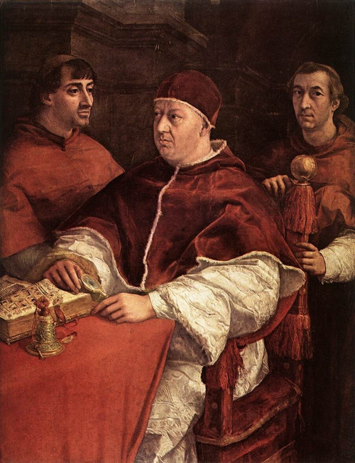 Raphael_Pope_Leo_X_with_Cardinals_Giulio_de-_Medici_and_Luig Poster Canvas Movie