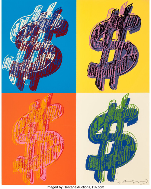 ANDY WARHOL (American, 1928-1987). $ (Quadrant), 1982. Poster Canvas Print Art P