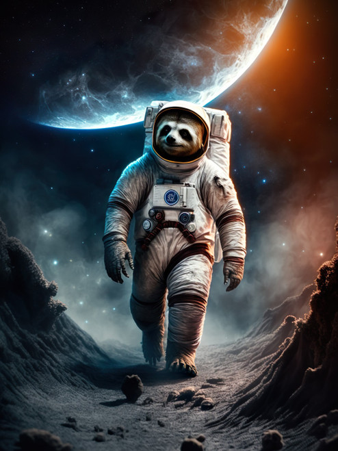 Sloth in Spacesuit-1--3by4 Poster Canvas Funny Annimals Pritnt A0 A1 A2 A3 A4 A5