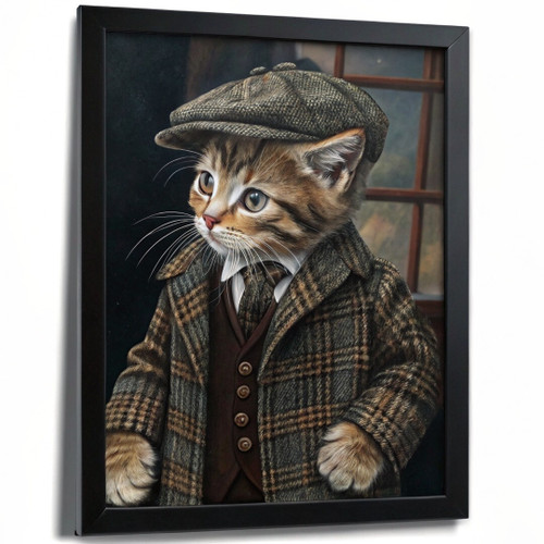 Peaky Blinders Kitten Art Quirky Animal Wall Print Kitten Poster Art Painting (2