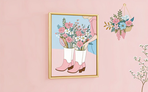 Coastal Wildflower Cowboy Boot Bunch Floral Print - Unframed A6 A5 A4 A3 A2 A1 -