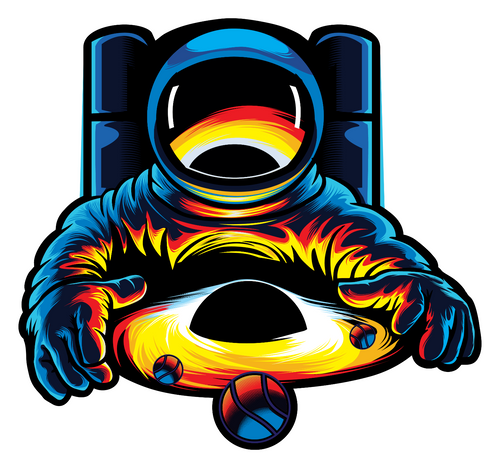 102. Astronaut & Black Hole Sticker (2) Fun Gift Poster Canvas Print A0 A1 A2 A3