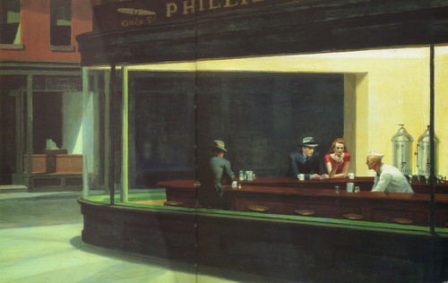 1942 Edward Hopper Noctambules Nighthawks Detail American painting Art Gallery P