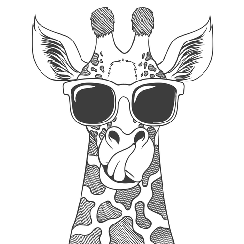 Giraffe wearing eyeglasses hand drawn vector illustration Personalized Poster Ca