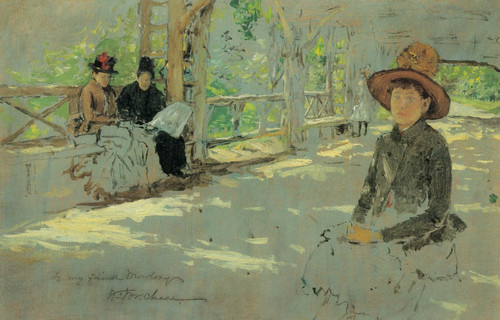 William Merritt Chase - Women Under Trellis-1890 Poster Canvas Movie Film Print
