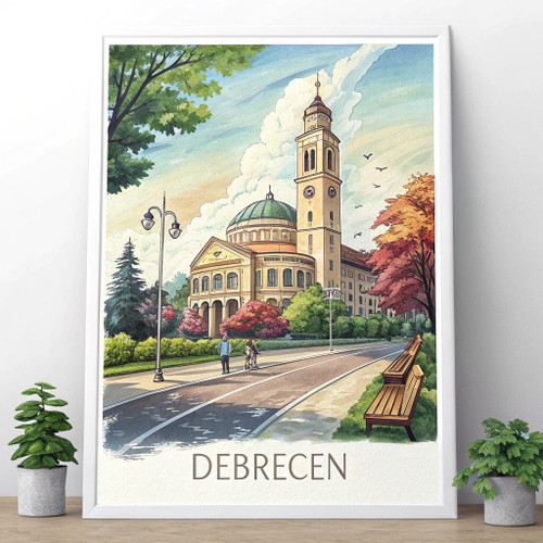 Debrecen Hungary Travel Poster - Vibrant Cityscape and Cultural Beauty Art Print Debrecen Hungary Travel Poster - Vibrant Cityscape and Cultural Beauty Art Print