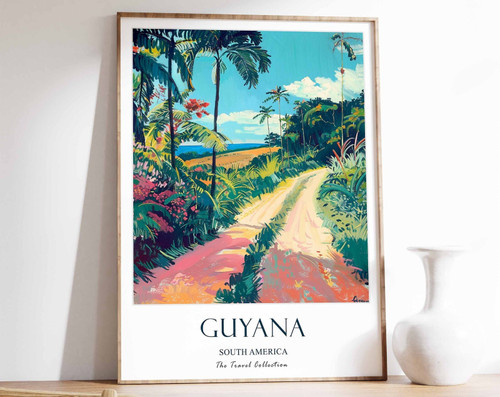 11_Guyana Travel Poster, Guyana Print, South America Travel Art, Floral Poster,