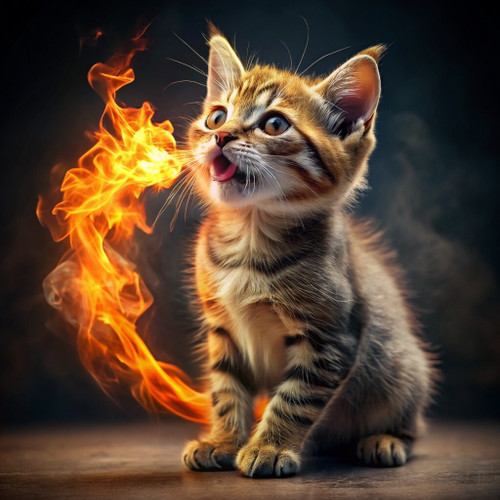 little-kitty-breathes-fire Art Gallery Poster Canvas Print Wall Decoration A0 A1