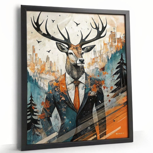 Stag In A Suit Artwork Abstract Stag Wall Art Digital Painting Deer Art Print Po