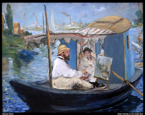 edouard-manet---monet-painting-on-his-studio-boat_15065171886_o(1) Poster Canvas