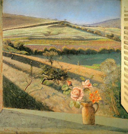 Balthus - the-bouquet-of-roses-on-the-window-1958(1) Poster Canvas Movie Film Pr