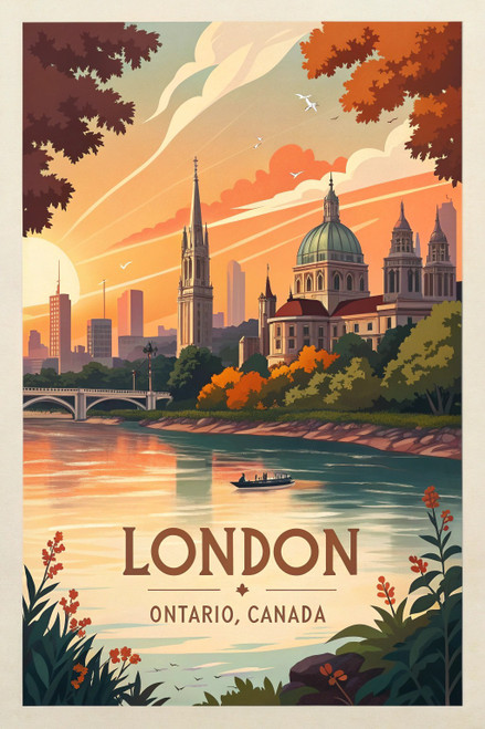 Captivating London, Ontario Canada - Vibrant Cityscape Travel Poster Poster Movi Captivating London, Ontario Canada - Vibrant Cityscape Travel Poster Poster Movi
