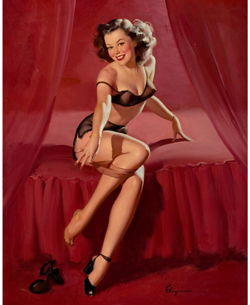 Gil Elvgren - Pinup Girl - I am Not Shy I am Just Retiring 1947 Poster Canvas Mo