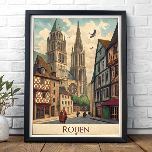 Captivating Rouen France Travel Poster- Historical Normandy Art Print Poster Can