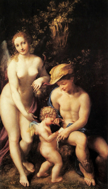 Correggio_Venus_with_Mercury_and_Cupid Poster Canvas Movie Film Print A0 A1 A2 A