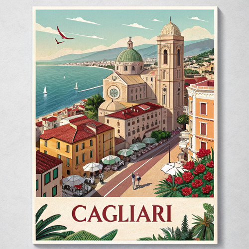 Captivating Cagliari Italy Travel Poster - Ancient Landmarks Art Print Poster Ca
