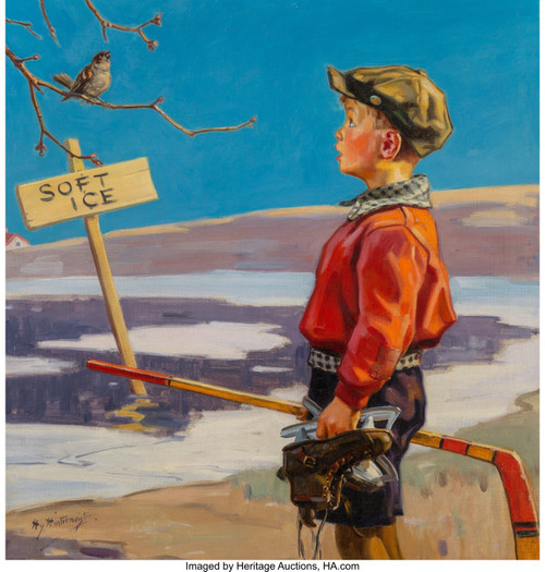 Hy (Henry) Hintermeister (American, 1897-1972). Soft Ice. Oil Poster Canvas Movi