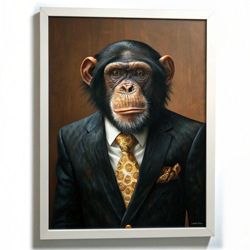 Monkey In A Suit Wall Art Print Animal Framed Picture Monkey Artwork Ape Gift (2