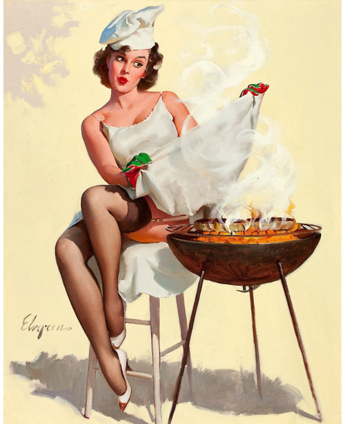 Gil Elvgren - Pinup Girl - Barbecutie Rare Treat 1964 Poster Canvas Movie Film P