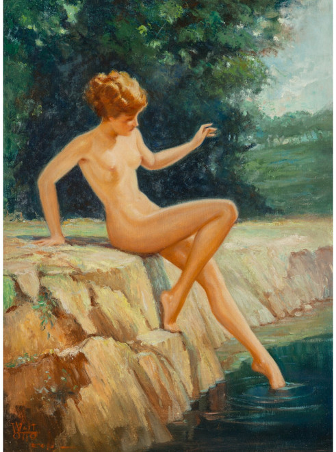 PinUp Girl - Walt Otto Nude by the Water Poster Canvas Movie Film Print A0 A1 A2