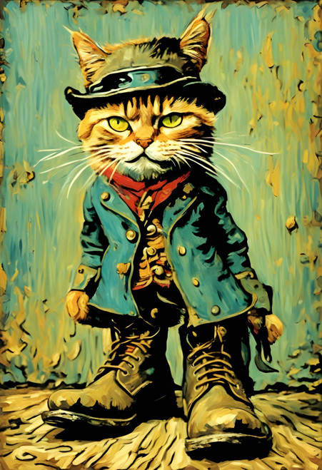 Angry Cat in Boots (2) Poster Canvas Movie Film Print A0 A1 A2 A3 A4 A5 A6 Art W