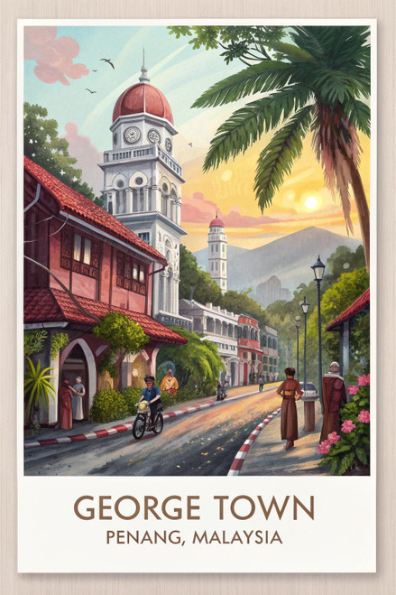 George Town Penang Malaysia - Exotic Heritage Travel Poster Art Print Poster Mov