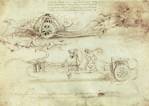 Leonardo da Vinci - Battle cart with Mobile Scythes Art Gallery Poster Canvas Pr