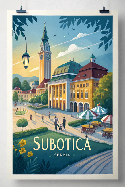 Captivating Subotica Serbia Travel Poster - Vibrant Art Deco Cityscape Print Pos Captivating Subotica Serbia Travel Poster - Vibrant Art Deco Cityscape Print Pos