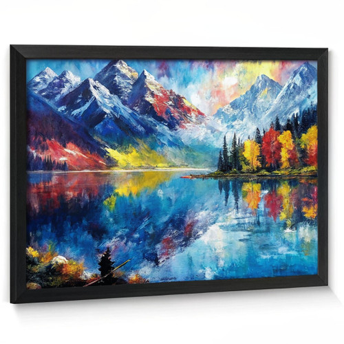 Mountain View Wall Art Oil Style Print Landscape Mountains Print Wall Picture Po