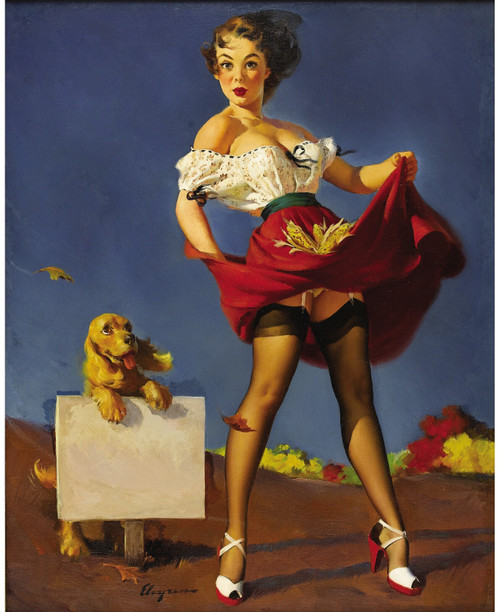 Gil Elvgren - Pinup Girl - Fresh Breeze Wayward Wind 1950 Poster Canvas Movie Fi