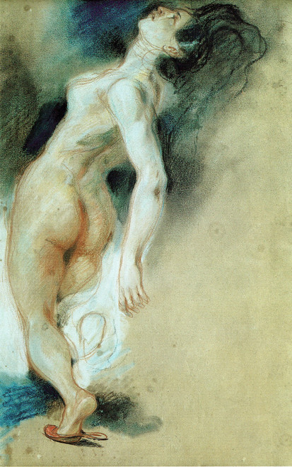 Delacroix- Sketch of a Female Nude,killed from behind Poster Canvas Movie Film P