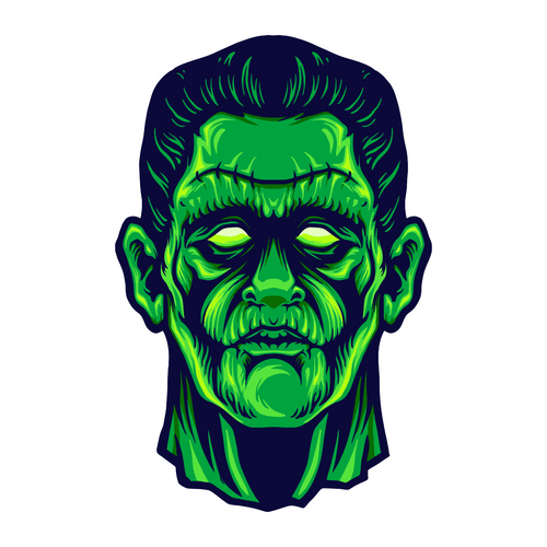 Zombie Frankenstein Face Halloween Poster Canvas Movie Film Print A0 A1 A2 A3 A