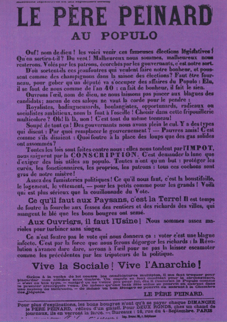 1889 Emile Pouget Placard anarchiste du journal Le Père Peinard, Post Art Gall