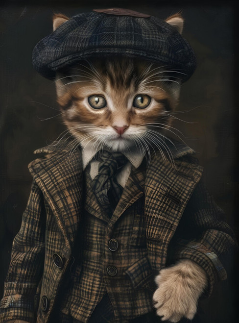 Peaky Blinders Kitten Art Quirky Animal Wall Print Kitten Poster Art Painting Po