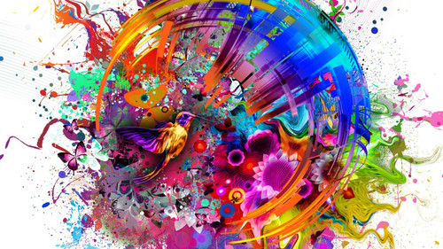 abstract-colors-flashy-bird-4k-zj-3840x2160 Poster Canvas Movie Film Print A0 A1