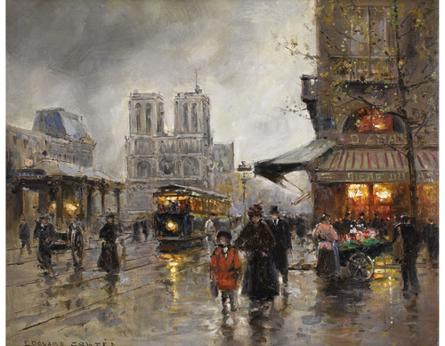 EDOUARD LEON CORTES Notre Dame Poster Canvas Print Art Painting Decor Reprint wa