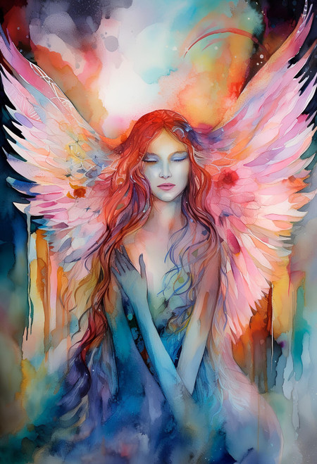 0_Angel spiritual watercolour splash art A4 print_1 Poster Canvas Movie Film Pri