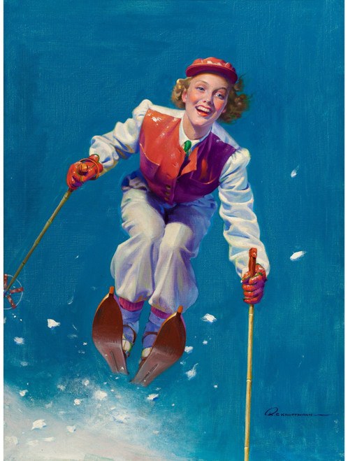 PinUp Girl - ROBERT C. KAUFFMANN Ski Bunny 1933 Poster Canvas Movie Film Print A