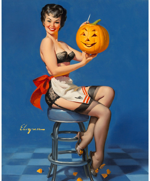 Pinup Girl - All Smiles Halloween Poster Canvas Picture Art Movie Car Game Film