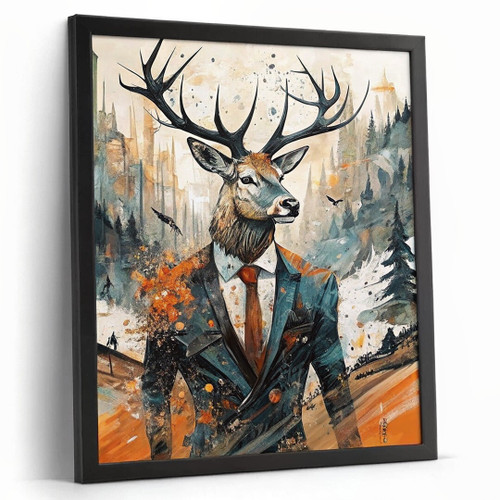 Stag In A Suit Artwork Abstract Stag Wall Art Digital Painting Deer Art Print (1