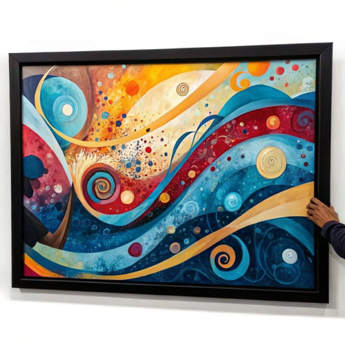 Abstract Art Print Contemporary Artwork For The Lounge Blue, Orange, Yelow Art P