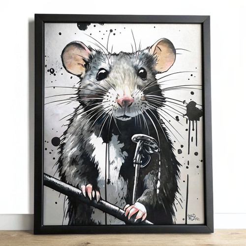Graffiti Rat Poster Rat Wall Art Black And White Rat Print Gift For Rat Owner (2