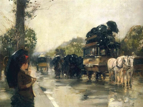 april-showers-champs-elysees-paris Poster Canvas Print Art Painting Decor Reprin