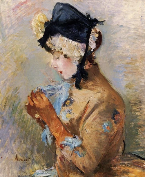 Woman-Wearing-Gloves-ny-Berthe-Morisot-1885 Poster Canvas Movie Film Print A0 A1