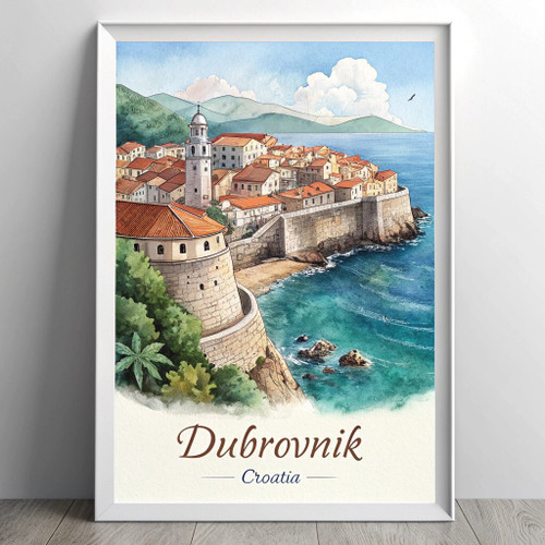 Enthralling Dubrovnik Croatia - Adriatic Sea Coastline Travel Print Poster Canva