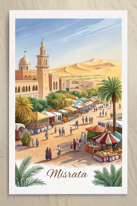 Exquisite Misrata Libya Travel Poster - Vibrant Sahara City Art Print Poster Mov