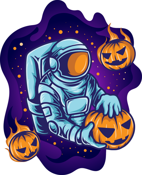 234. Astronaut celebrate halloween Fun Gift Poster Canvas Print A0 A1 A2 A3 A4 A