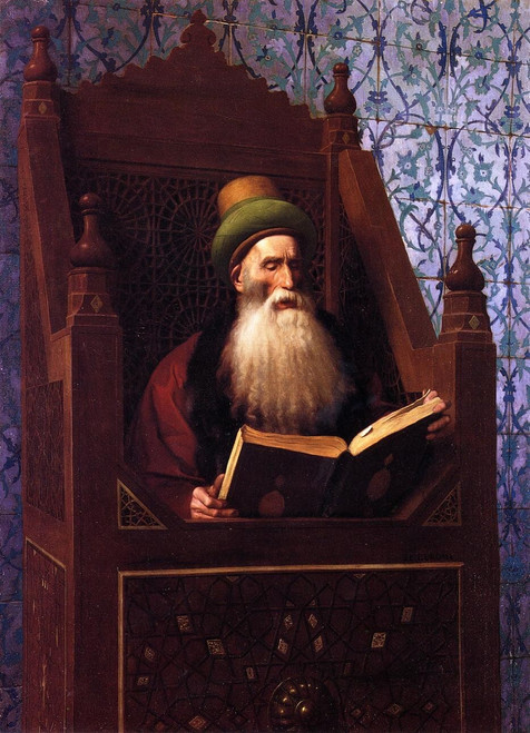 Gerome_Jean_Leon_Mufti_Reading_in_His_Prayer_Stool Poster Canvas Movie Film Prin