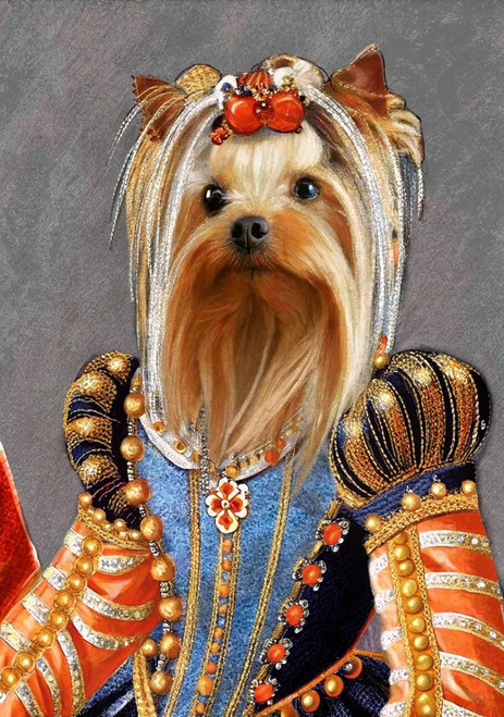 Yorkshire Terrier Cute Dog 4 Custom Vintage Portrait of Your Pet in Renaissance